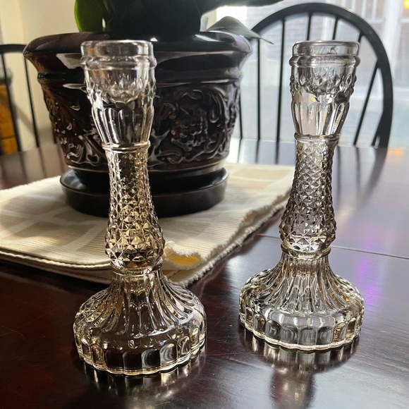 Cut Glass Candle Holders - Picture 1 of 5